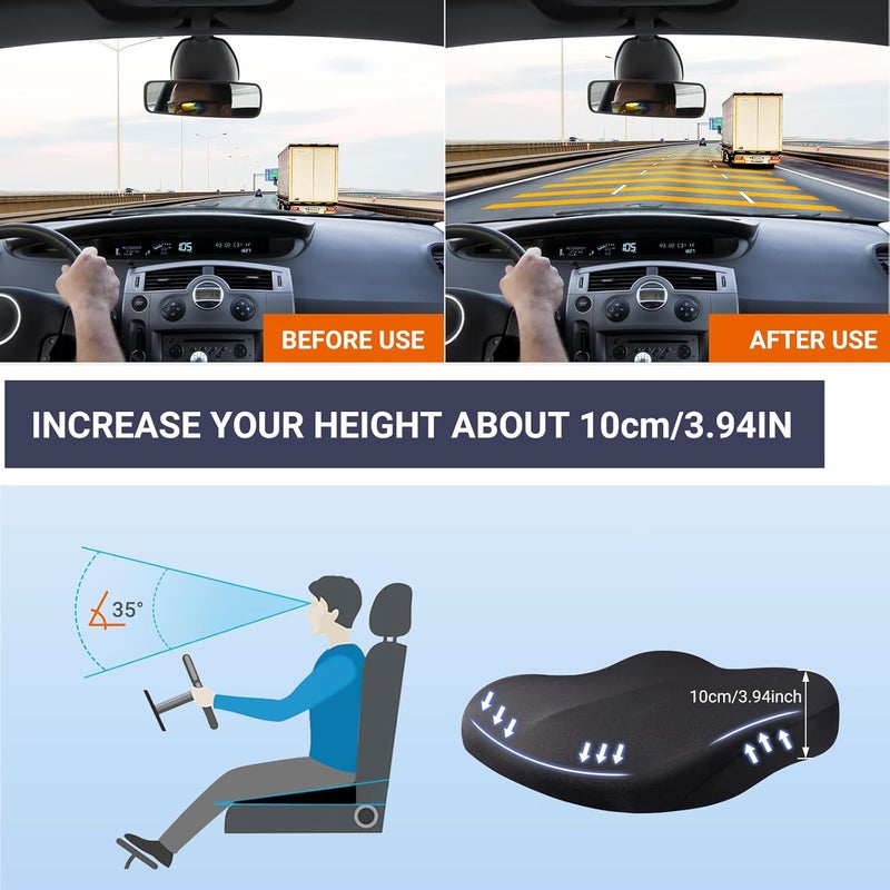 Putniu Adult Booster Car Seat Cushion, Wedge Memory Foam Pad for Driving Seat, Effectively Increase Height by 3.94 inch, Car Travel Accessories for Long Trips, (Coffee) - Image 2